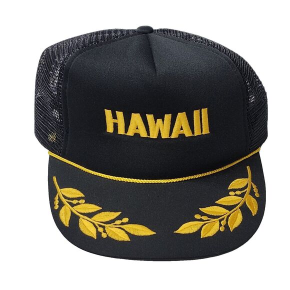 Hawaiian Headware Black Vintage Snap-Back Mesh-Back Cap - Picture 1 of 9